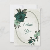 Smaragdgroene bloemen botanisch bedankkaart (Voorkant)