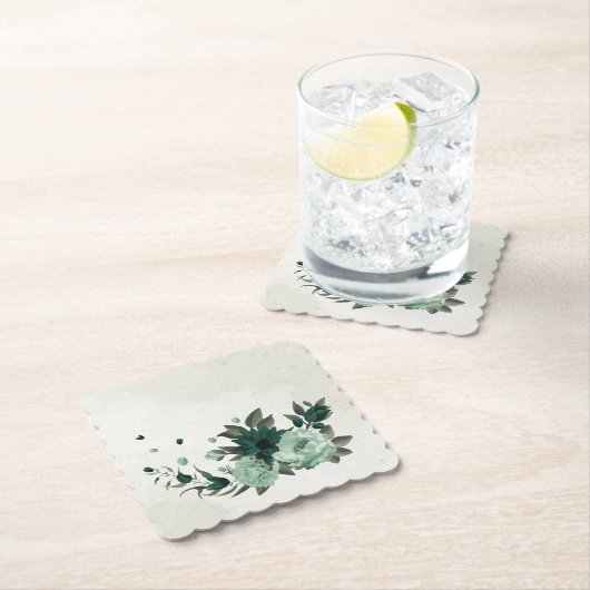 Smaragdgroene bloemen botanisch kartonnen onderzetters (Insitu)