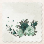 Smaragdgroene bloemen botanisch kartonnen onderzetters (Voorkant)