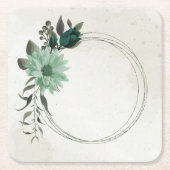 Smaragdgroene bloemen botanisch kartonnen onderzetters (Voorkant)
