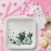 Smaragdgroene bloemen botanisch papieren bordje (Feest)