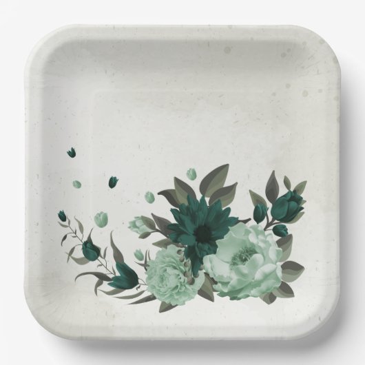 Smaragdgroene bloemen botanisch papieren bordje (Voorkant)