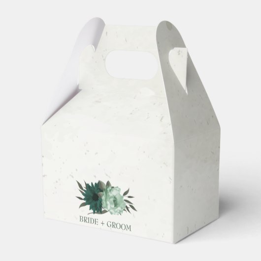 Smaragdgroene bloemen botanische bruiloft bedankdoosjes (Achterkant)