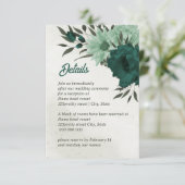 Smaragdgroene bloemen botanische bruiloft informatiekaartje (Staand voorkant)