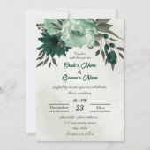 Smaragdgroene bloemen botanische bruiloft kaart (Voorkant)
