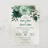 Smaragdgroene bloemen botanische bruiloft kaart (Voorkant / Achterkant)