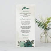 Smaragdgroene bloemen botanische bruiloft menu (Staand voorkant)