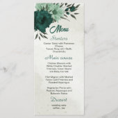 Smaragdgroene bloemen botanische bruiloft menu (Voorkant)