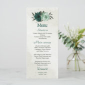 Smaragdgroene bloemen botanische bruiloft menu (Staand voorkant)