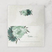 Smaragdgroene bloemen botanische bruiloft plaatskaartje (Buitenkant ongevouwen)
