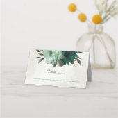 Smaragdgroene bloemen botanische bruiloft plaatskaartje (Voorkant)