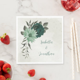 Smaragdgroene bloemen botanische bruiloft servet