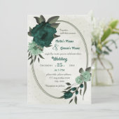 Smaragdgroene bloemen botanische geometrische brui kaart (Staand voorkant)