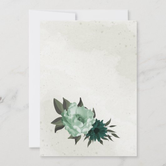 Smaragdgroene bloemen Botanische krans bruiloft Kaart (Achterkant)