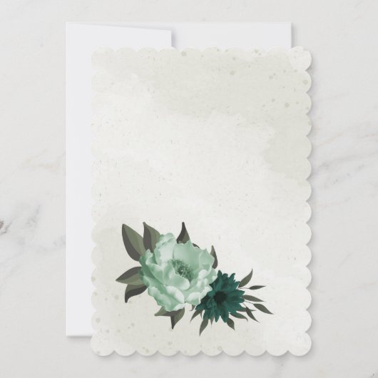 Smaragdgroene bloemen Botanische krans bruiloft Kaart (Achterkant)