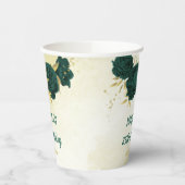 Smaragdgroene bloemen en gouden bladeren papieren bekers (Links)