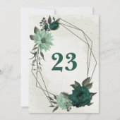 Smaragdgroene bloemen Geometrisch tabelnummer Kaart (Voorkant)