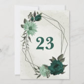 Smaragdgroene bloemen Geometrisch tabelnummer Kaart (Achterkant)