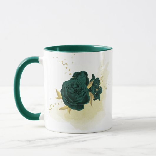 smaragdgroene bloemen goud mok (Links)
