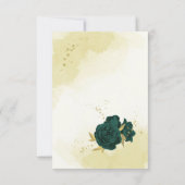 Smaragdgroene bloemen gouden bladeren bruiloft bedankkaart (Achterkant)