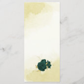 Smaragdgroene bloemen gouden bladeren bruiloft menu (Achterkant)