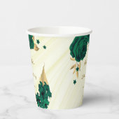 smaragdgroene bloemen gouden bladeren marmer papieren bekers (Links)
