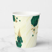 smaragdgroene bloemen gouden bladeren marmer papieren bekers (Rechts)