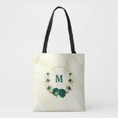 Smaragdgroene bloemen gouden bladeren marmeren can tote bag (Voorkant)