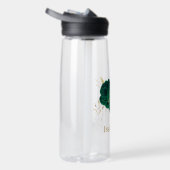 Smaragdgroene bloemen gouden bladeren waterfles (Rechts)