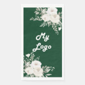 Smaragdgroene bloemen salie groen bedrijf logo servet (Voorkant)