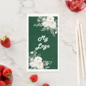 Smaragdgroene bloemen salie groen bedrijf logo servet (Insitu)