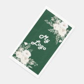 Smaragdgroene bloemen salie groen bedrijf logo servet (Hoek)