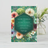 Smaragdgroene Bloemendroom Bruiloft Kaart (Staand voorkant)