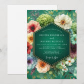 Smaragdgroene Bloemendroom Bruiloft Kaart (Voorkant / Achterkant)