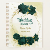 Smaragdgroene bloemengouden bruiloft planner (Voorkant)