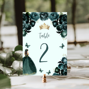 Smaragdgroene bloemenkleed prinses Quinceañera Kaart