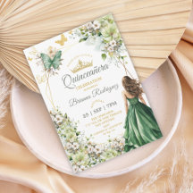 Smaragdgroene bloemenkroon gouden vlinder Quinceañ