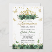 Smaragdgroene bloemenkroon vlinder Quinceanera  Kaart (Voorkant)