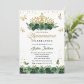 Smaragdgroene bloemenkroon vlinder Quinceanera  Kaart (Staand voorkant)