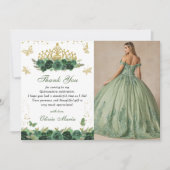 Smaragdgroene bloemenkroon vlinder Quinceanera Kaart (Voorkant)