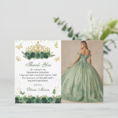 Smaragdgroene bloemenkroon vlinder Quinceanera Kaart (Staand voorkant)