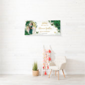 Smaragdgroene bloemenquinceañera foto achtergrond spandoek (Insitu)