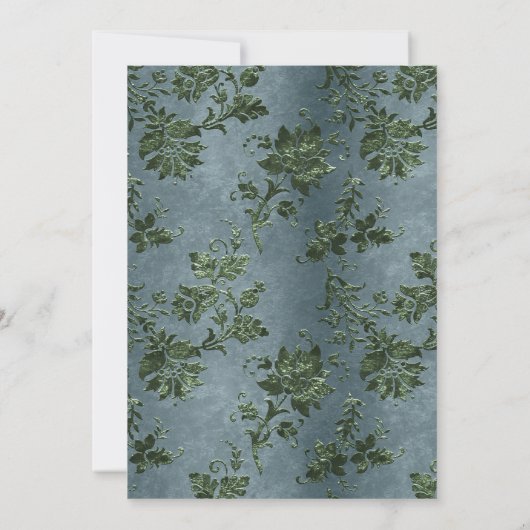 Smaragdgroene bloemenquinceañera kaart (Achterkant)