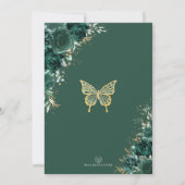 Smaragdgroene bloemenquinceañera kroonprinses kaart (Achterkant)