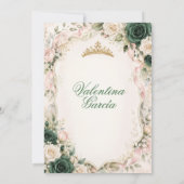 Smaragdgroene bloemensjerp Quinceañera uitnodiging (Achterkant)