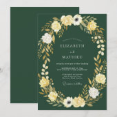 Smaragdgroene bloemenslinger bruiloft kaart (Voorkant / Achterkant)