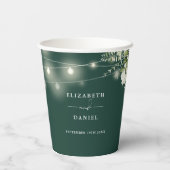 Smaragdgroene Bloemenslinger Lichtjes Bruiloft Papieren Bekers (Achterkant)