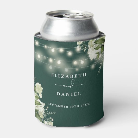 Smaragdgroene Bloemenslinger Verlichtings Bruiloft Blikjeskoeler (Blikje Voorkant)