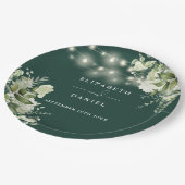 Smaragdgroene Bloemenslinger Verlichtings Bruiloft Papieren Bordje (Gekanteld)