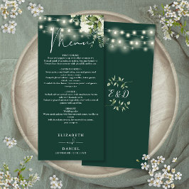 Smaragdgroene bloemenslinger verlichtingsfeest menu